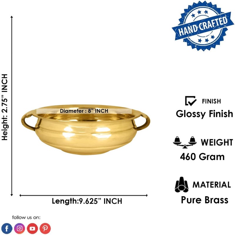 CRAFTSMAN SATVIK Decorative 9.6 Inch (8" Inner Dia) Brass Urli For Floating Candles and Flowers Designer Bowl For Living Room Decoration urli - Image 4